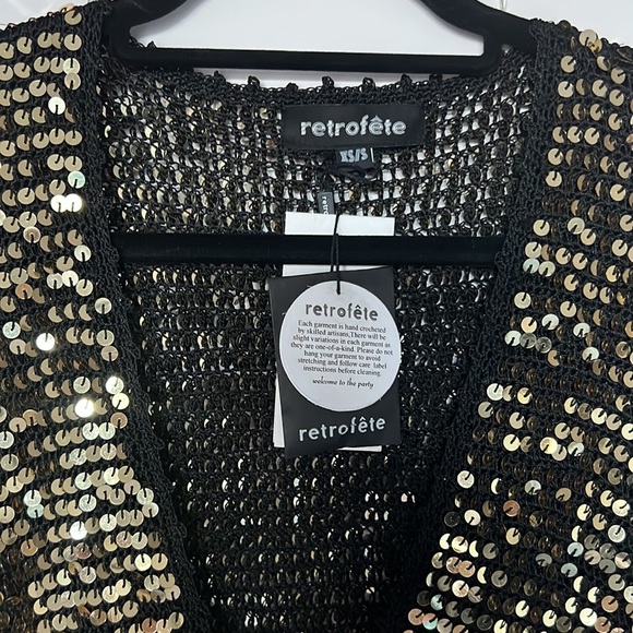 ❌SOLD❌ retrofete Lucia Dress in Black & Gold XS/S - Picture 7 of 13